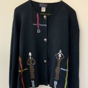 Vintage Wearable Art Hand Painted Cardigan Sweater
